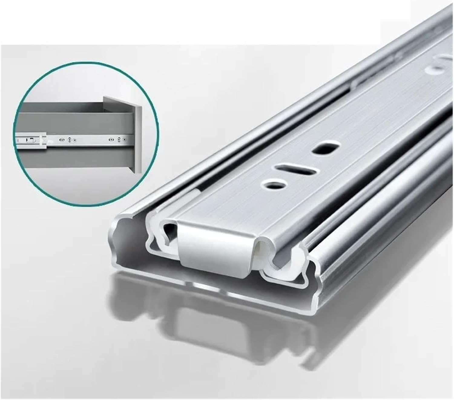 Stainless Steel Drawer Slides Soft Close Track Rail Sliding Three-Section Cabinet Furniture Hardware(Buffer,30cm)