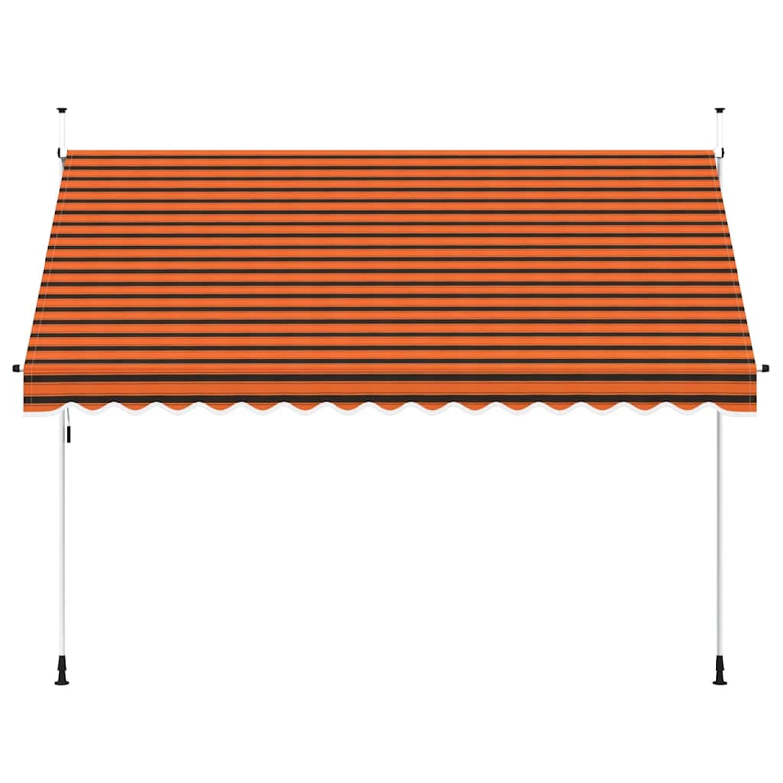 Wysuwana markiza balkonowa, obsługiwana ręcznie, 350 cm, pomarańczowa i brązowa, bez wiercenia, z korbą ręczną, aluminiowa markiza odporna na promieniowanie UV, regulacja wysokości i działanie
