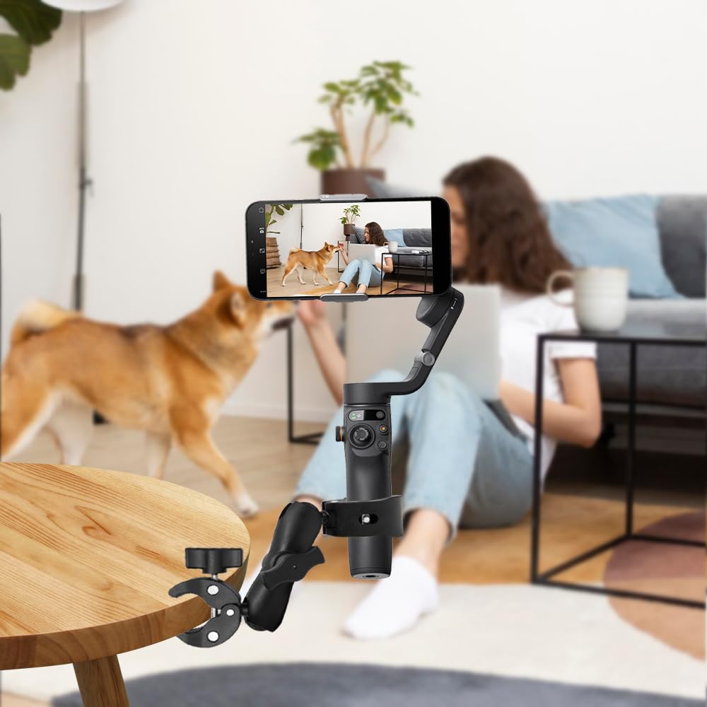 Morsetto Doppio Supporto Action Camera con Testa a Sfera Doppia a 360° Supporto Morsetto per Fotocamera per riflettore fotografico per manubrio di motociclette e biciclette