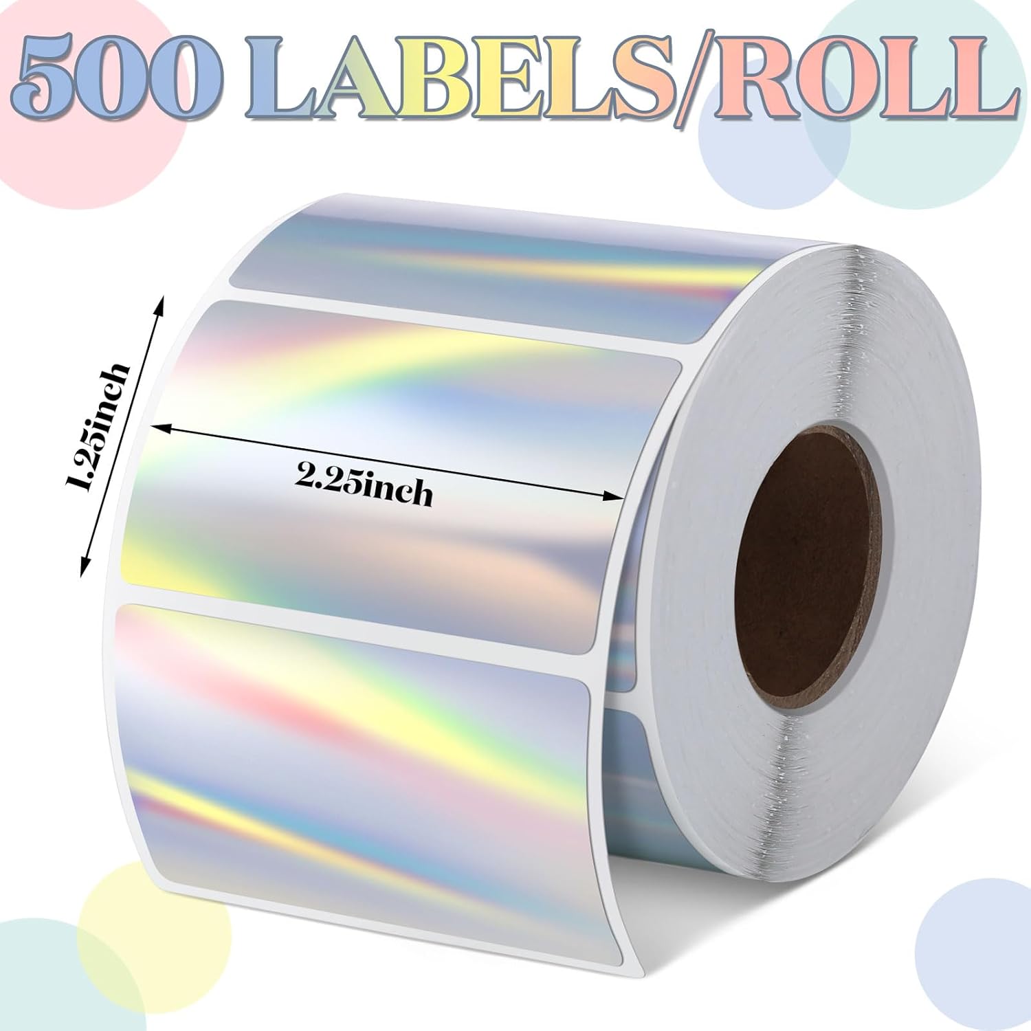 Kosiz 1000 Labels/ 2 Rolls Holographic Thermal Sticker Labels Self Adhesive Printable Thermal Rainbow Stickers for DIY Logo Design Qr Code Name Tag(Rectangular Style,2.25" X 1.25") - Image 3