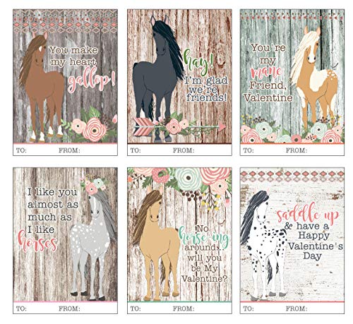 Silly Goose Gifts Beautiful Horse Pony Themed Valentine Day Classroom Sharing Cards - Ideal Valentine's Day Idea for Work School - Set of 24 You're My Mane Friend