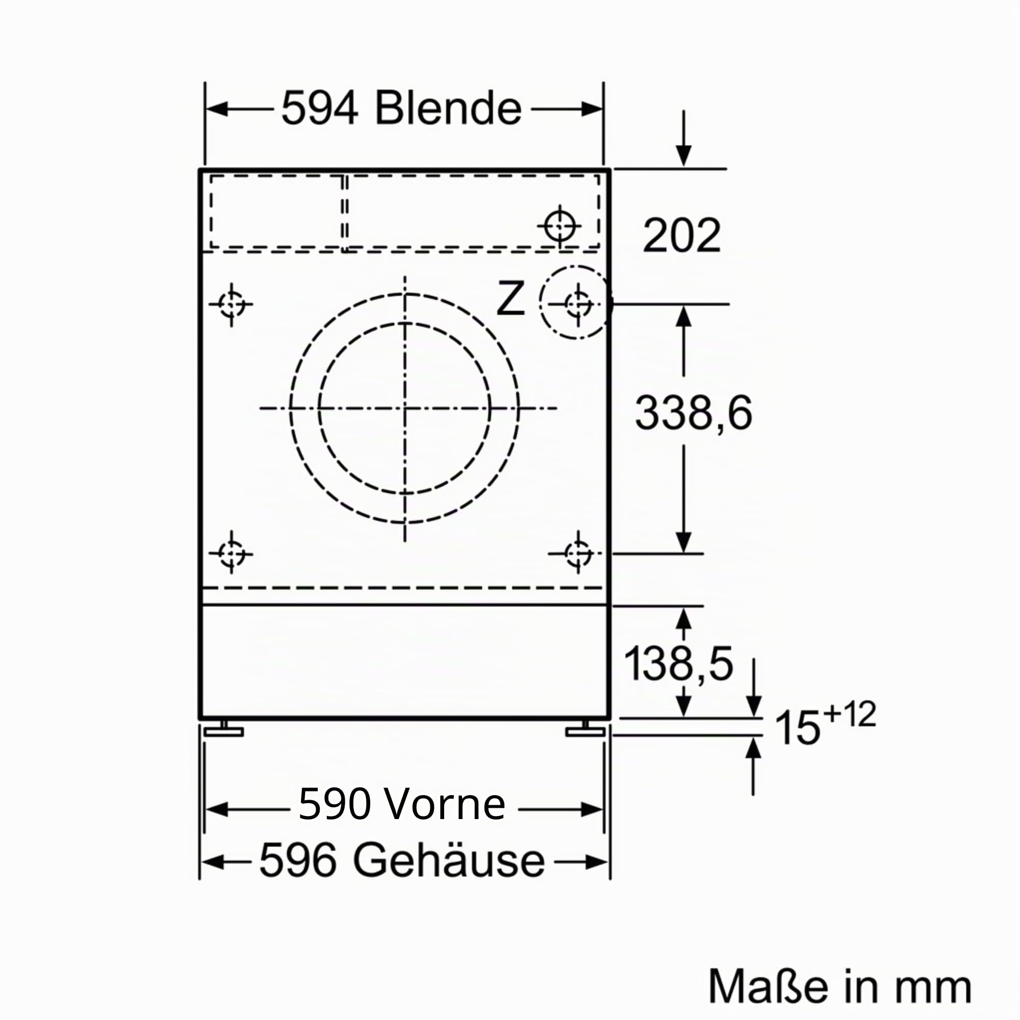 Bosch Serie 8 Vollintegrierbare Waschmaschine 8 kg 1400 UpM WIW28443 | Made in Germany, vollintegriertes Design, Time Light Restlaufzeit-Projektion auf den Boden, leiser Motor, AquaStop