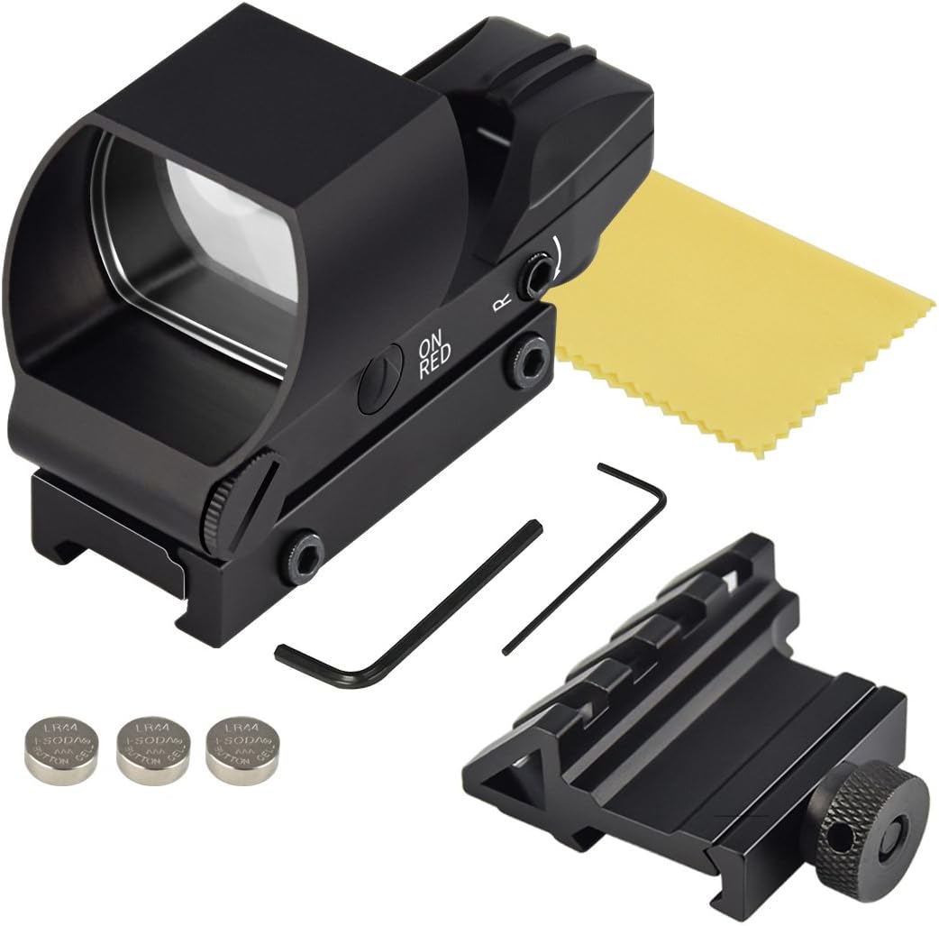 Feyachi Reflex Sight Red   Green Dot Gun Sight Scope 4 Reticles with 45 Degree Rail Mount, Upgraded On Off Switch Photo