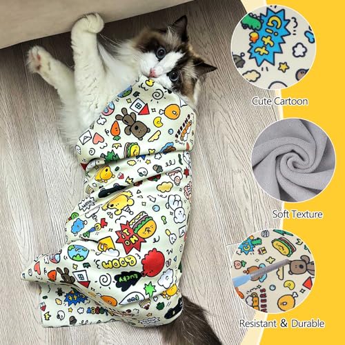 Image of Cat Grooming Wrap, Anti-Scratch & Escape-Proof, Suitable for Nail Clipping, Ear Cleaning, Teeth Brushing, Multi-Purpose Cat Grooming Hammock