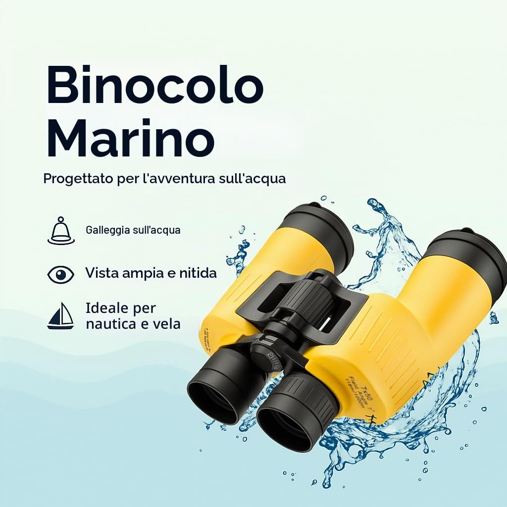 Barska Floatmaster AB12738 - Binocolo galleggiante impermeabile per nautica, caccia, pesca, sport, ecc., colore: giallo