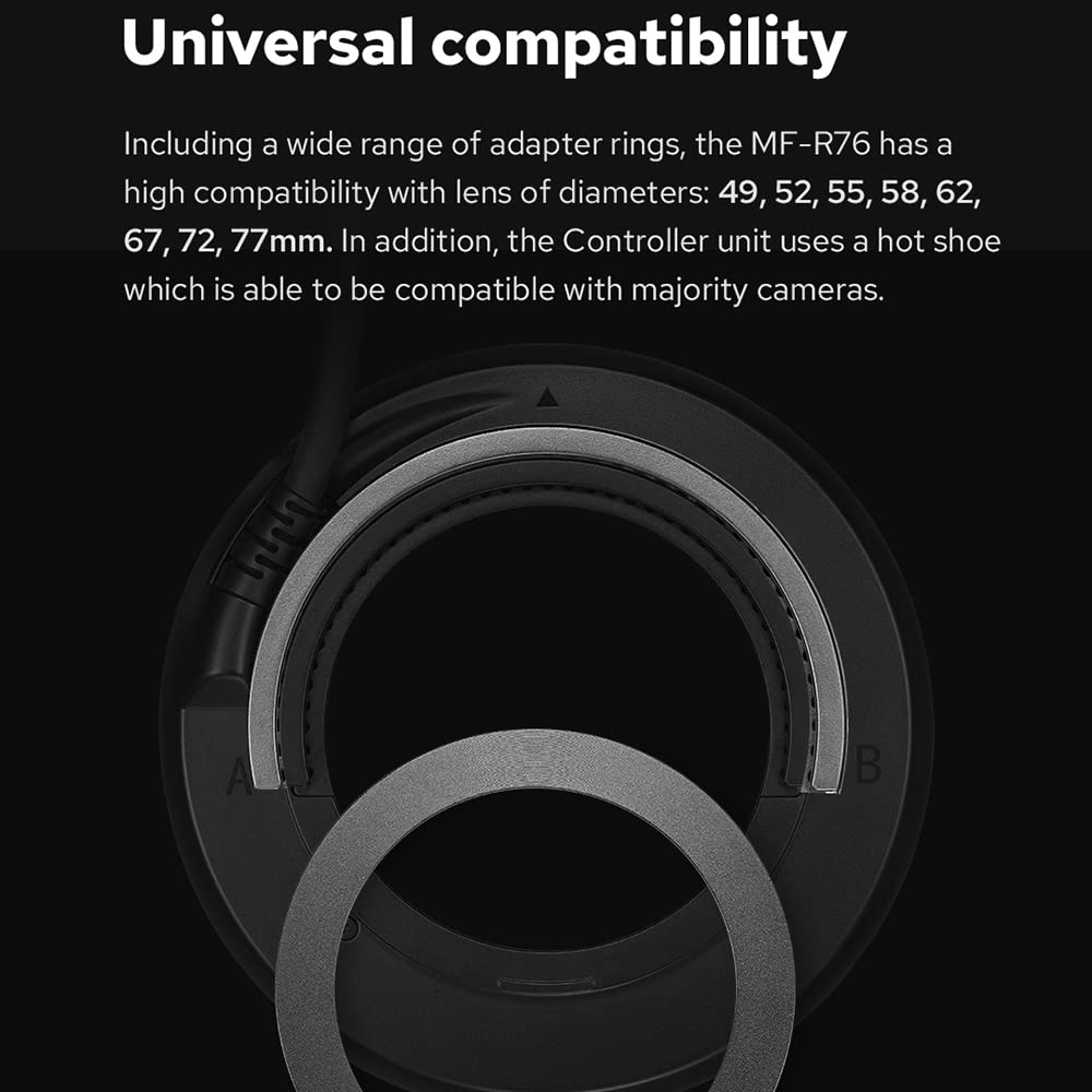 Godox MF-R76 Macro Ring Flash, tubos de doble flash, 8 anillos adaptadores compatibles con Canon, Nikon, Sony, Olympus, Panasonic Pentax