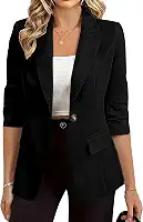 Blazer feminino estilo vintage manga comprida gola lapela casual negócios escritório jaqueta E183