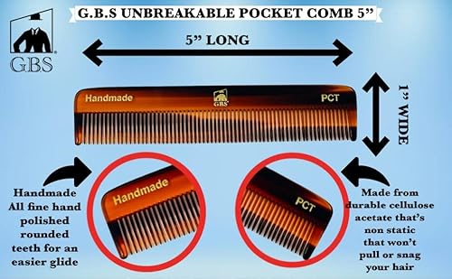 G.b.s Handmade 5In Pocket Comb For Beard And Hair Grooming, Pct, Pack Of 3 #TOP3