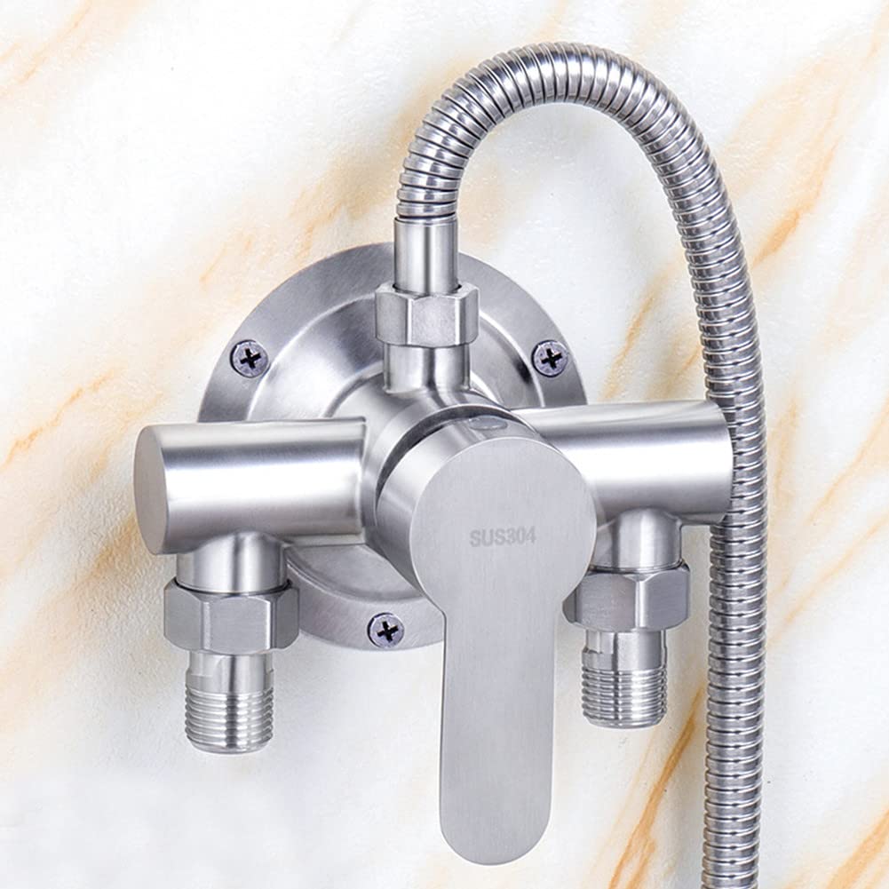 Miscelatore per doccia a parete in acciaio inossidabile con maniglia in metallo per controllo caldo e freddo per bagni moderni, sistema doccia di facile installazione
