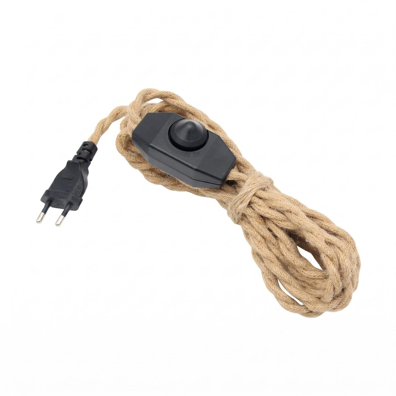 EU Plug Power Cord Inline Switch Cord Braided Power Cable, Twisted Hemp Cord B-image-17