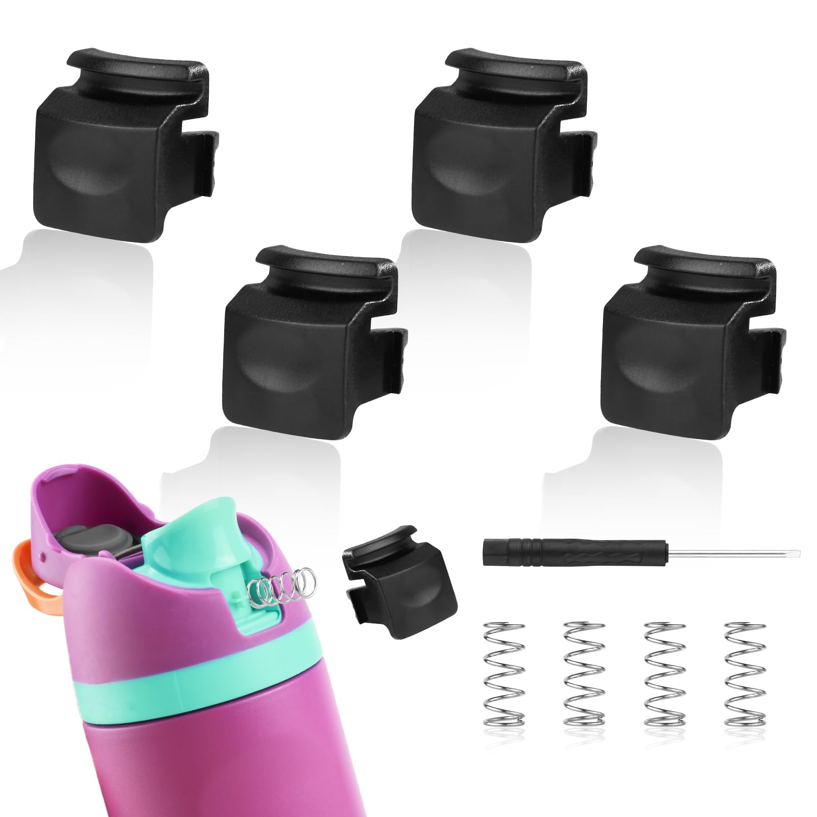 lasuroa 4pcs Replacement Button Compatible with Owala FreeSip 24oz 32oz, BPA-Free Water Bottle Button Switch Lid Mouth Push Replacement Parts for