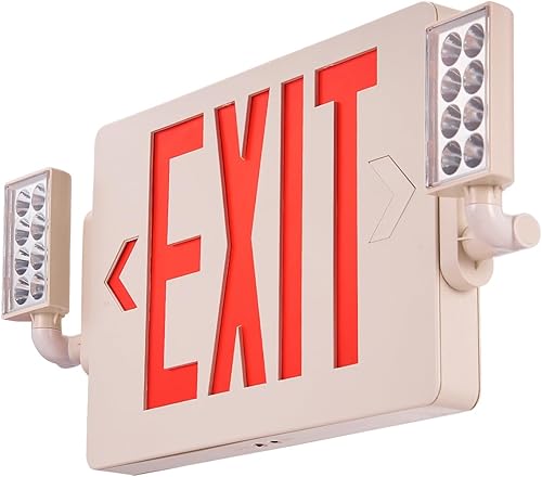 Miniatura 10 de Señal de salida LED con luces de emergencia, luz de salida de emergencia de dos cabezales con batería de respaldo, iluminación combinada de salida