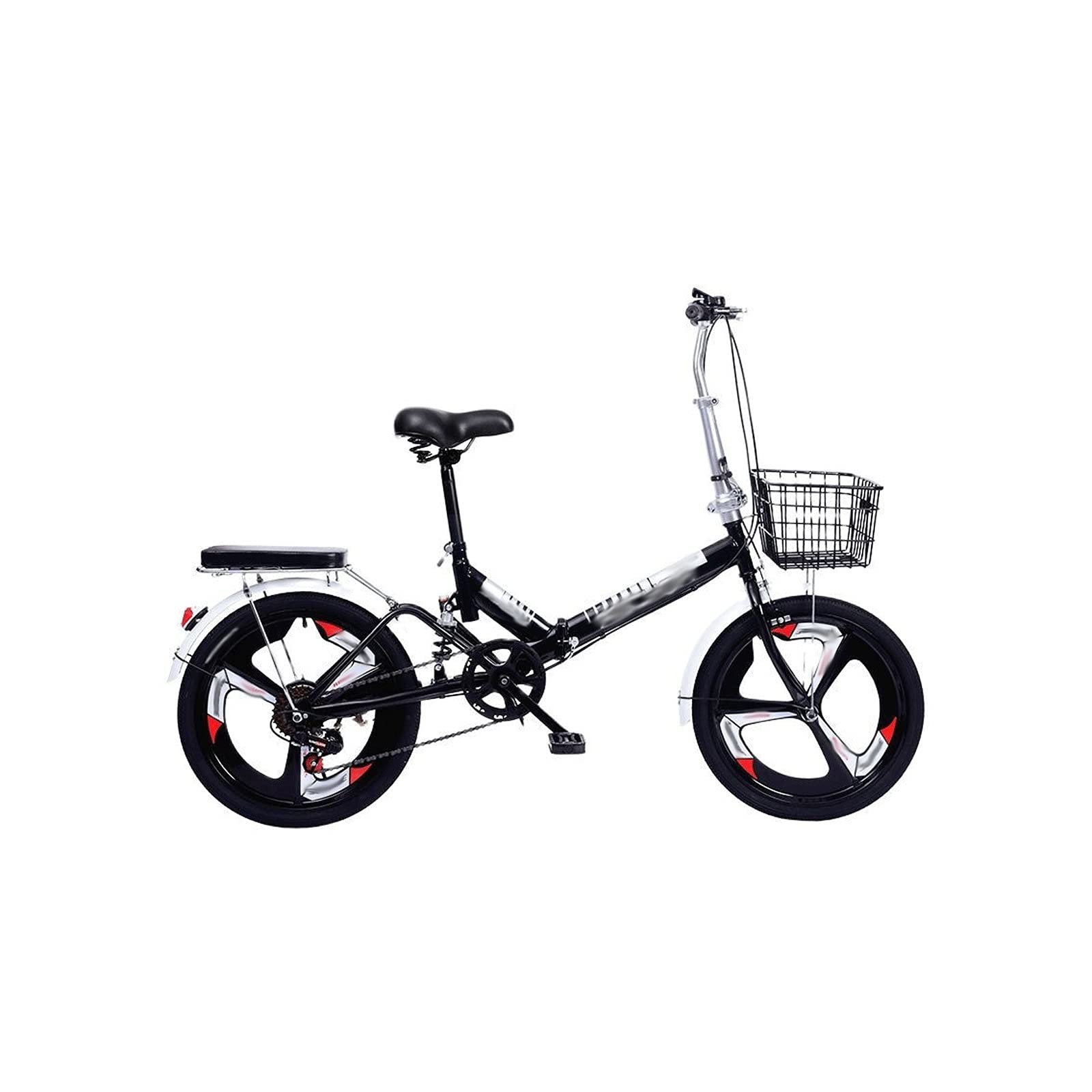 QXIWAOE Fahrräder 20 Zoll 6-Gang-Klapprad Damen Erwachsene Ultraleicht Variable Geschwindigkeit Tragbares Leichtes Fahrrad für Erwachsene Männer (Farbe: Schwarz) Sport & Freizeit