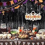 Black Fringe Curtain Party Streamers 2Pack 3.3x8.3 Ft Foil Fringe Backdrop Curtains for Birthday Wedding Bridal Baby Shower Halloween Decor Tinsel Streamers Black Party Decorations Door Streamers - Image 5