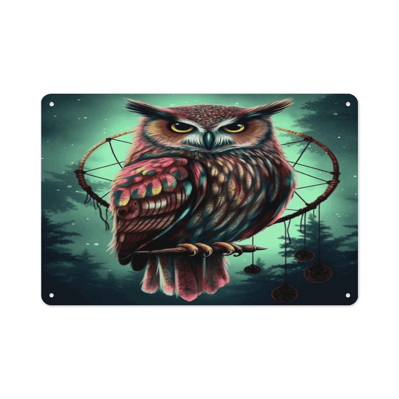 Owl Rectangle Aluminum Sign Vintage Horizontal Aluminum Plate Multi-Purpose Decoration Painting Farmhouse Style Metal Sign for Home Door Office Cafe