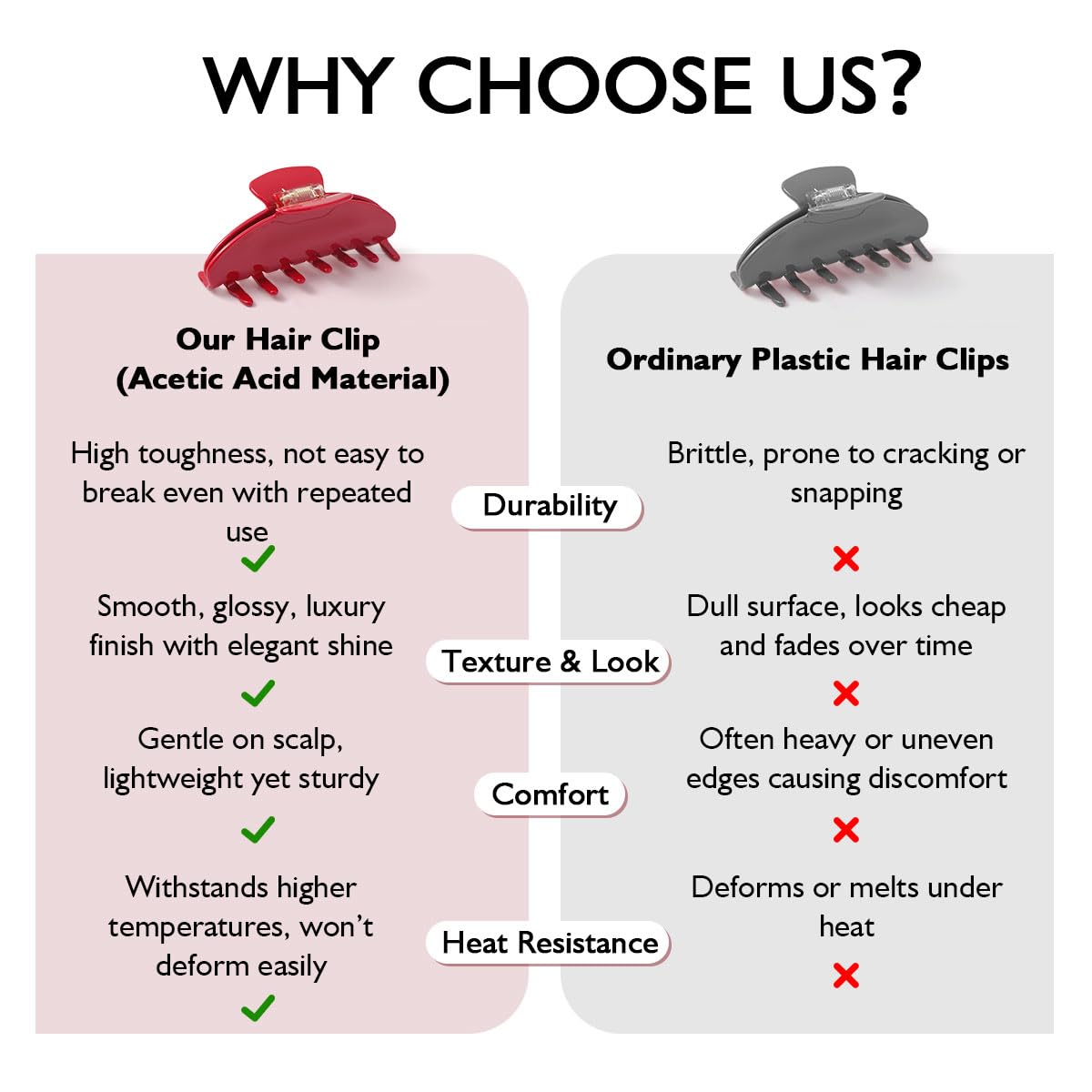 Cherry Red Acetate Hair Claw Clips for Women, 4 Inch Large French Banana Clip with Non-Slip Teeth for Thick & Thin Hair, Vintage Styling Hair Accessories Gift Box - Image 6