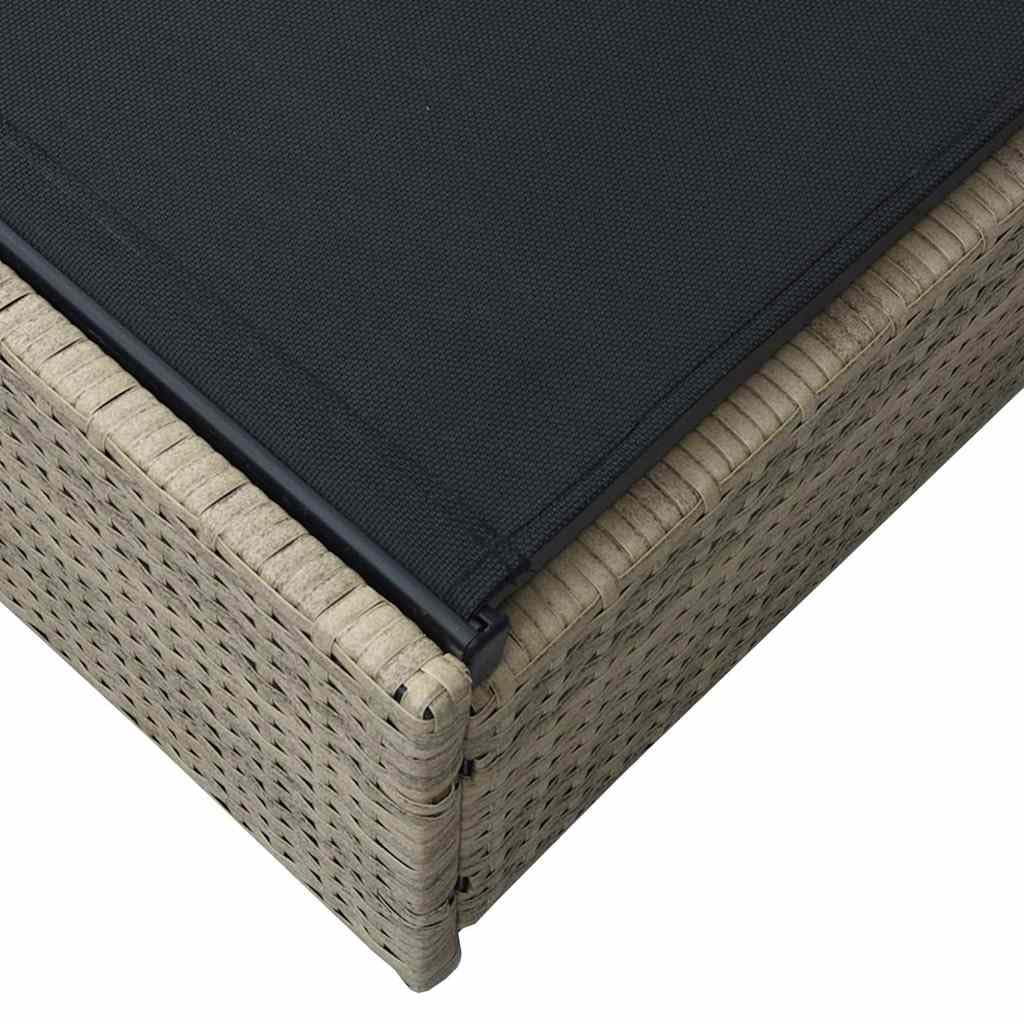 Leżak do opalania, beżowy polirattan, 200,5 x 70 x 75 cm, z regulowanym oparciem, leżak ogrodowy, relaksacyjny na balkon, taras, basen, do użytku na zewnątrz