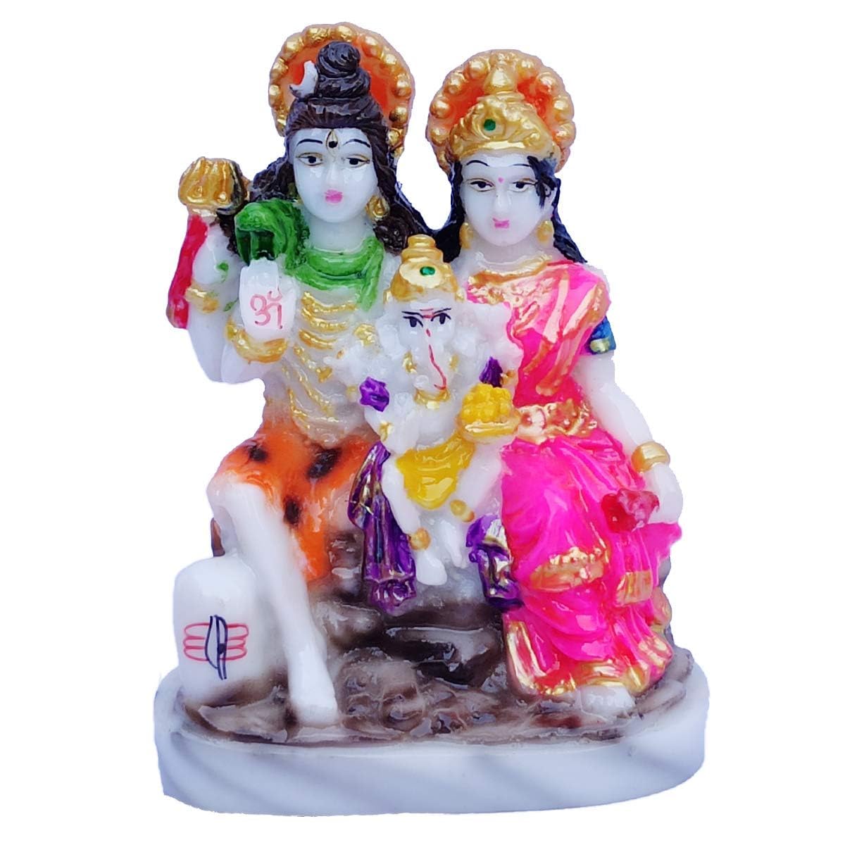 MOOLYAVAAN Products Shiv Parvati Murti Cultured Marble Statue for Home Mandir Pooja Room Office Gift Shiv Parvati Idol Family Statue Standard Size Multicolor