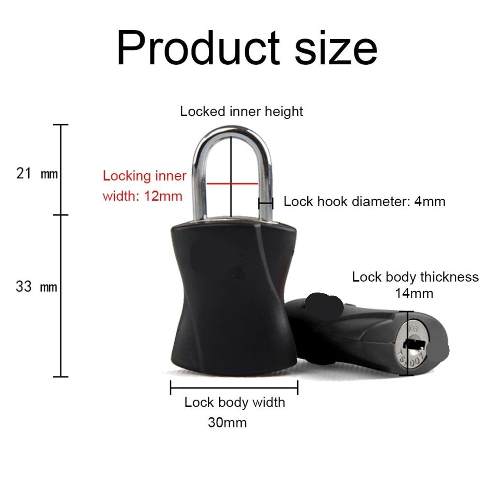 Cadenas avec clés, portable, for valise, sac à dos, cadenas en alliage de zinc noir, 1 pièce(B)