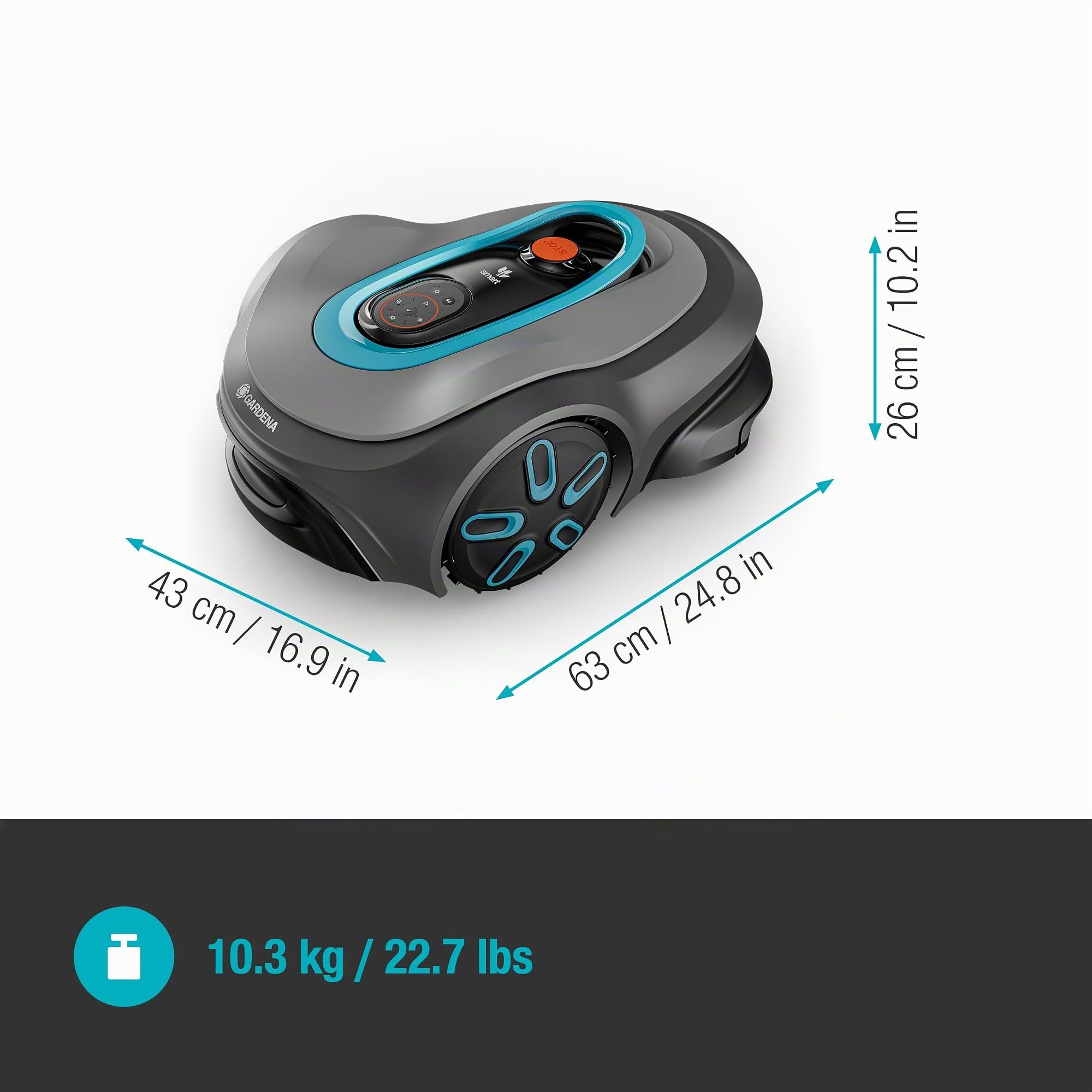 Gardena robot tagliaerba smart SILENO max 800 m², per prati fino a 800 m², LONA Intelligence, Trim-to-Edge, DuoConnect, funzionamento silenzioso, controllo tramite app (19901-26)
