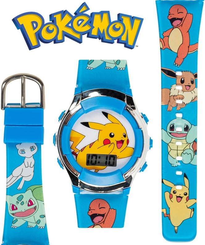 Pokémon Kids Digital Watch with Flashing LED Lights, Pikachu & Friends Design, Fun Character Display, Soft Silicone Strap, Kid-Friendly Tough Build, Adjustable Fit for Wrist Sizes 5.5" to 8" - Image 3