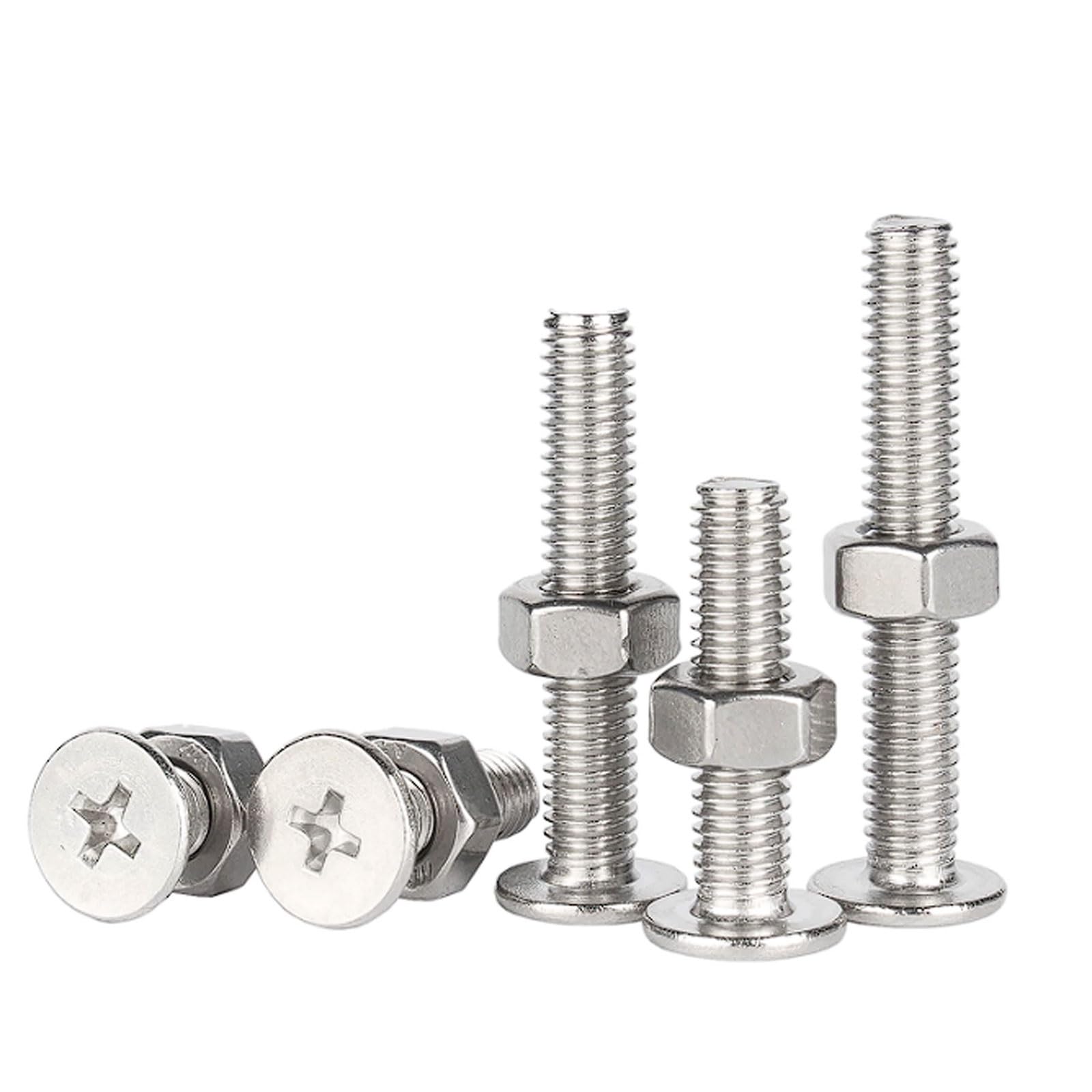 Kit de tuercas y tornillos de cabeza plana delgada cruzada M6 de acero inoxidable, pernos extra grandes de 12 mm de diámetro