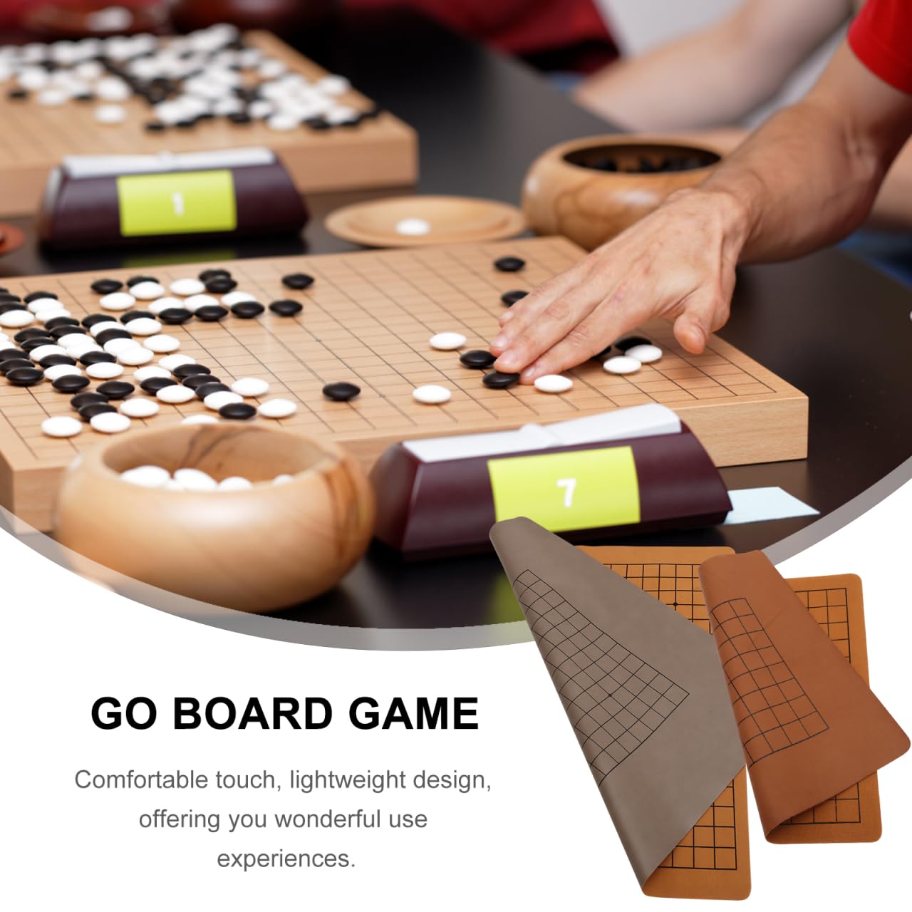 Beaupretty 2pcs Double-sided Pu Leather Go Board Game Set 9x9 and 13x13 13x13 and 19x19 Grids Suitable for 1.8cm 2.2cm Go Stones Children Portable Folding Chessboards for Travel and Home Random Color - Image 4