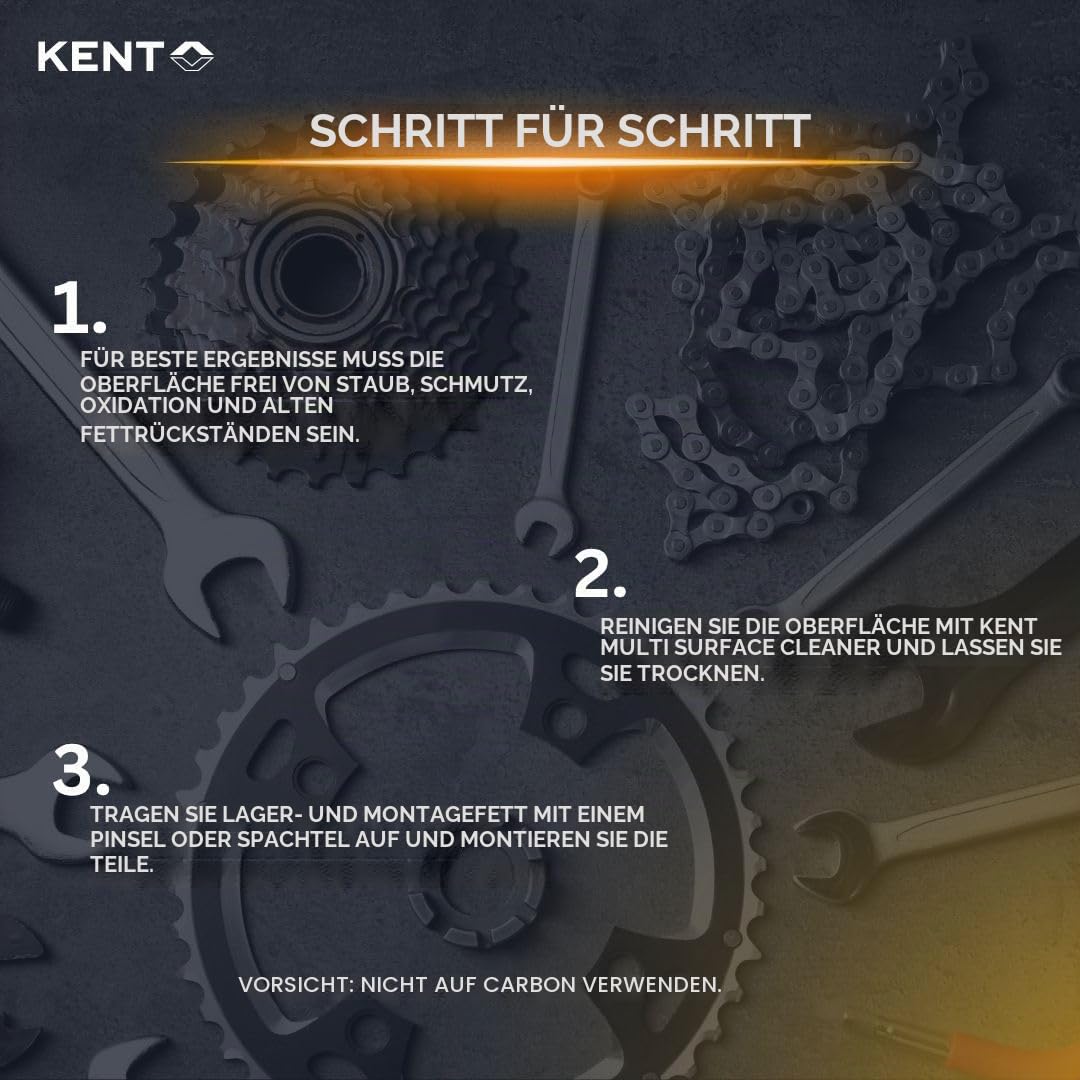 KENT BIKE Bearing & Assembly Grease – Schmierfett für Fahrradlager & Montage – Reduziert Reibung & Verschleiß – Haftstark & temperaturbeständig – Mit EP-Additiven für extreme Belastungen