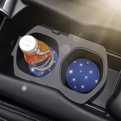 Miniatura 5 de Osilly Portavasos para automóvil, paquete de 2 posavasos antideslizantes con diamantes de imitación de cristal, tapete universal de 2.75 pulgadas,