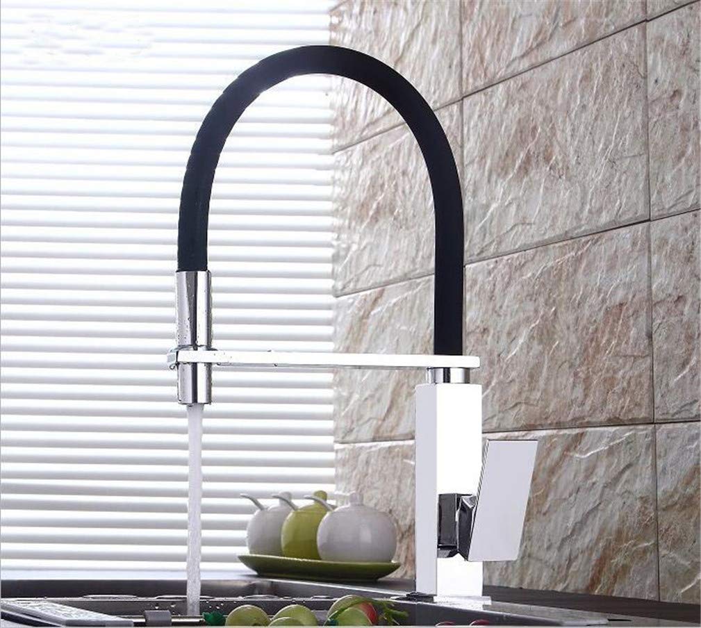 MXXQRHF Pull Down Kitchen Faucet Square Brass Kitchen Mixer Sink Faucet Mixer Kitchen Faucets Pull Out Kitchen Tap with Aerator Universal Flexibility Single Handle,Chrome Auspicious Clouds