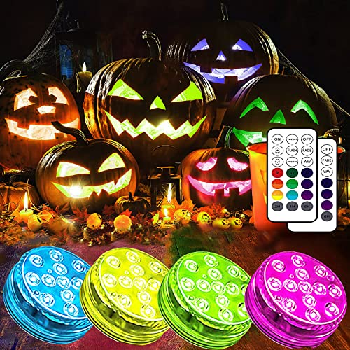 Joycome Halloween Deko Outdoor 4 Stück 13 RGB LED Unterwasser Licht,...