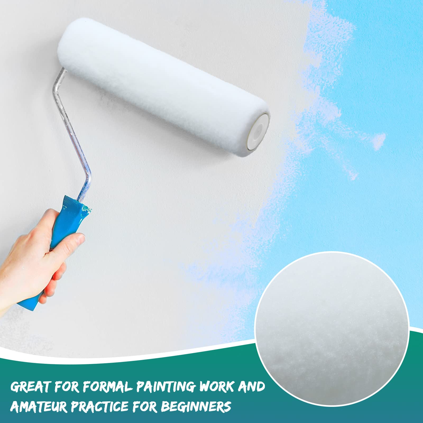 Coperture per rulli di vernice 20 x 7,8 cm, in microfibra, per pittura a rullo per pareti e soffitti, forniture per la pittura domestica (bianco, confezione da 24)