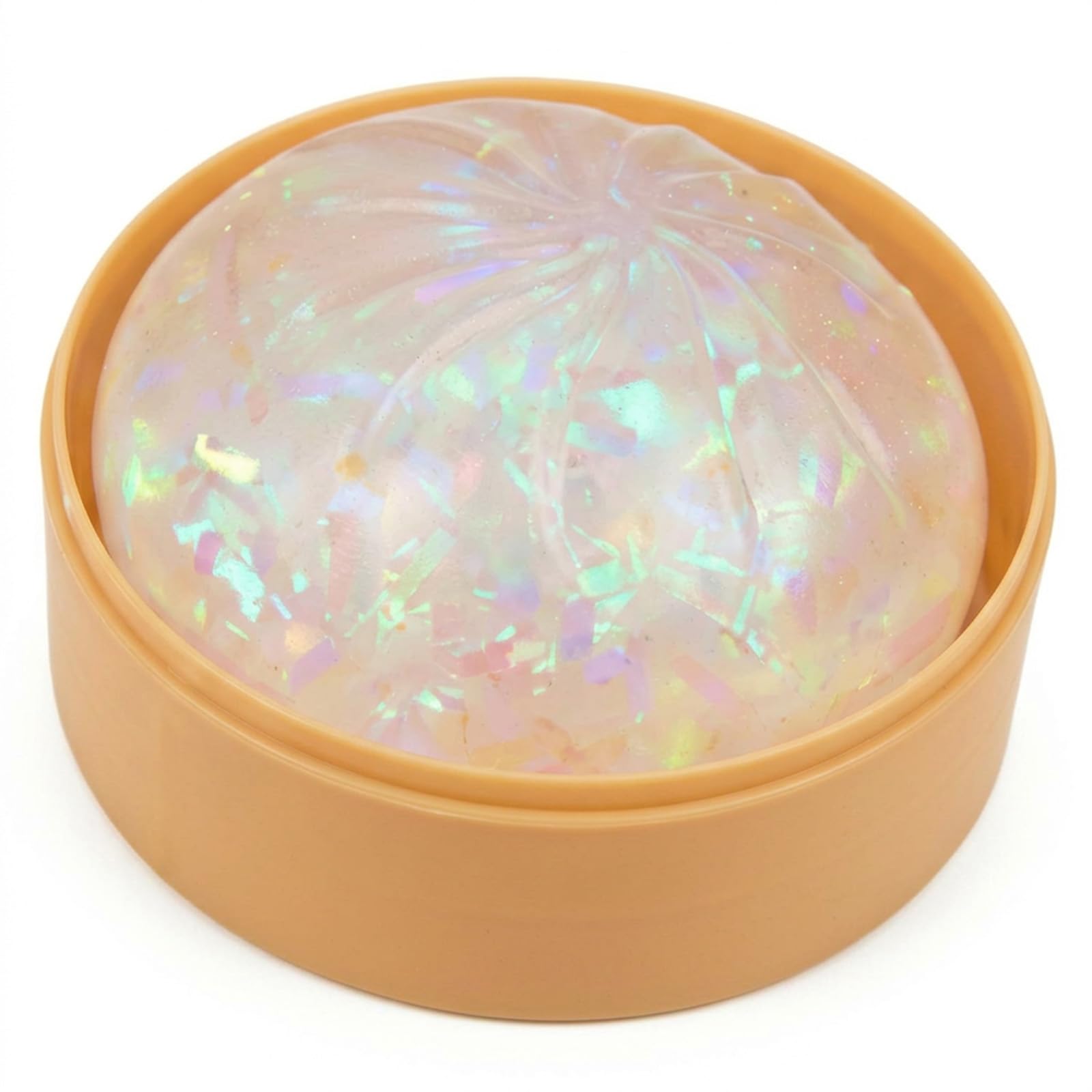PRVCFZ 1 PCS Glitter Dumpling Squishys, Squishy Dumpling with Steamer, Giant Dumplings Squishy with Colorful Ribbon Inside, Suitable for Home and Office Decoration, Easy to Store and Display