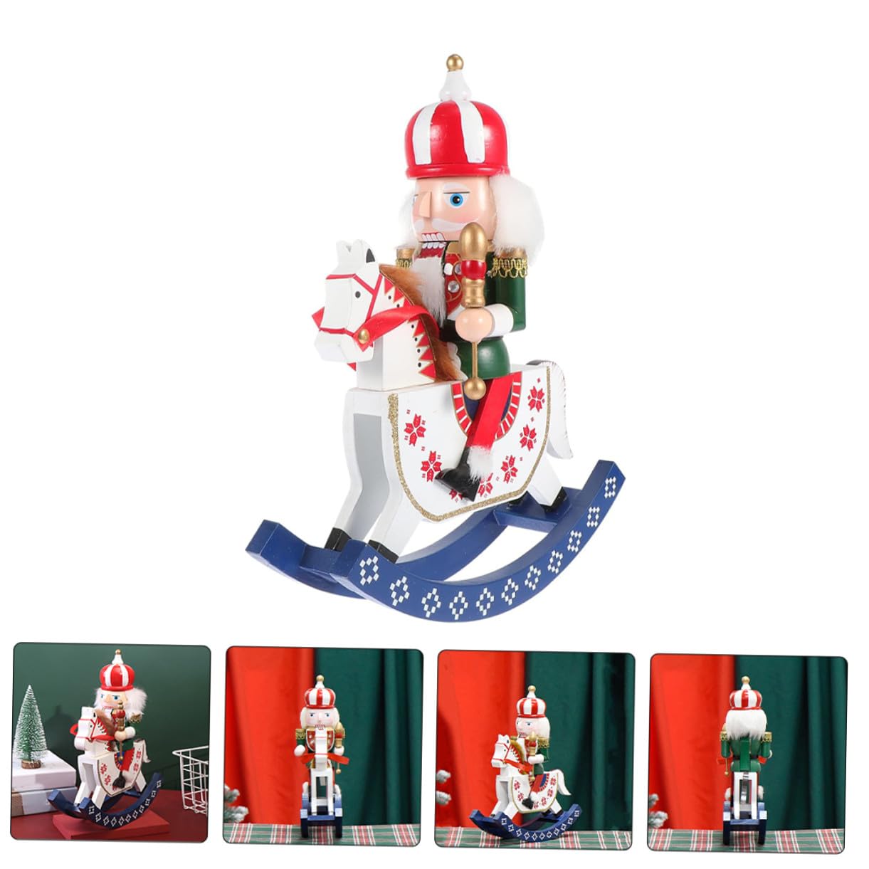 Garneck Holz Nussknacker Figur für Weihnachtsdeko Stehender Nussknacker mit Details Christbaumschmuck aus Holz für Tischdekoration
