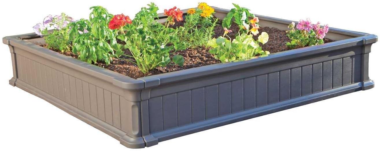 LIFETIME 60069 Raised Garden Bed Kit, 4 x 4', Brown