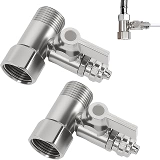 Adaptador de conexión de agua en T, 2 unidades de 3/8 x 3/8 x 1/4 pulgadas, válvula de cierre, adaptador para conectar 2 dispositivos, conexión de agua, distribuidor de manguera de jardín, pieza en T