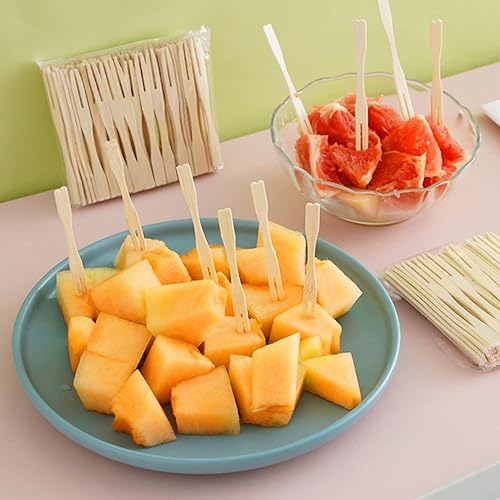 Miniatura 2 de 600 Pcs Bamboo Appetizer Forks Cocktail Tooth Picks Mini Forks for Appetizers Charcuterie Accessories Food Picks for Kids Wooden Food Toothpicks for