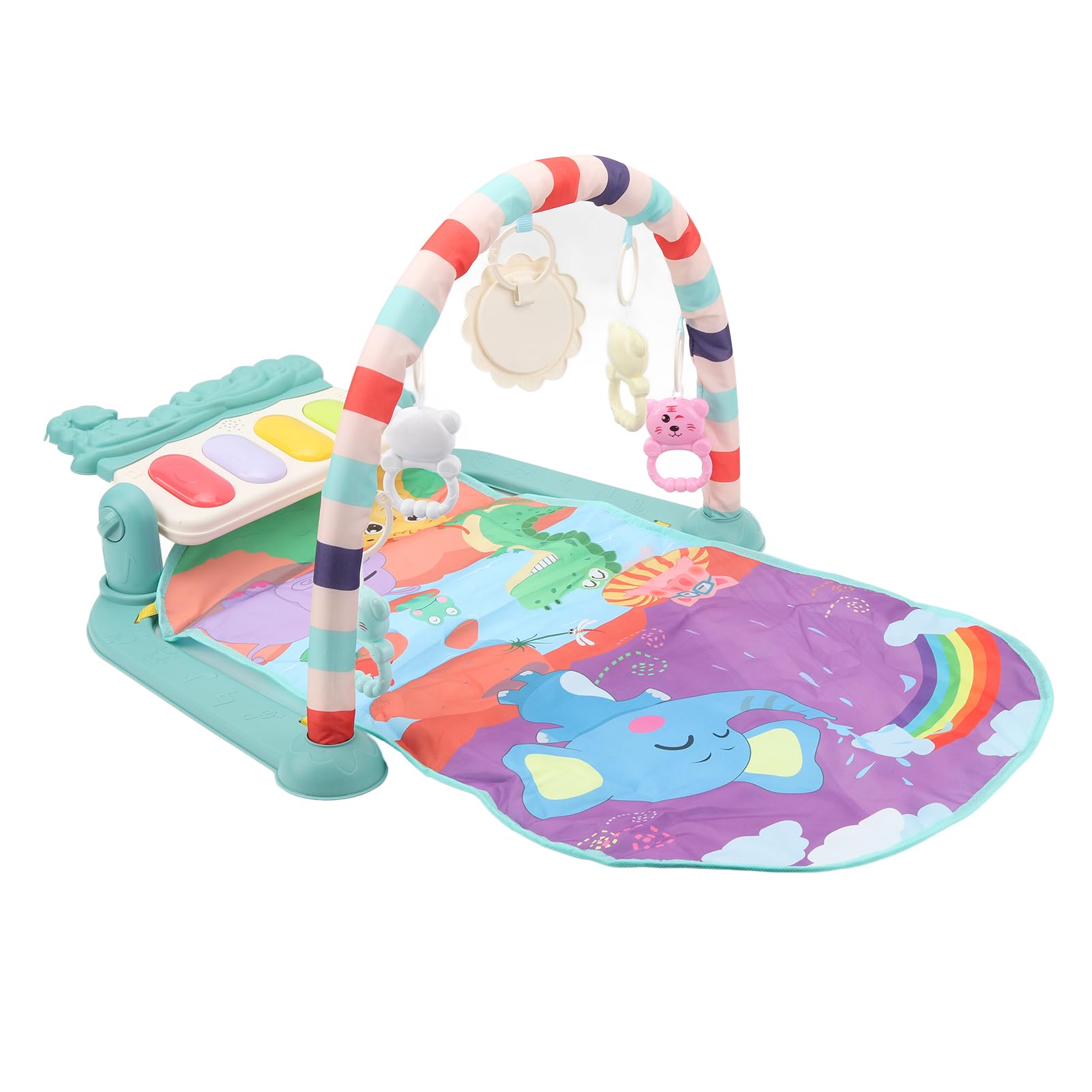 Baby Kick Piano Soft 5 giocattoli pendenti Tappetino da palestra musicale portatile per bambini con luce da 0 a 12 mesi