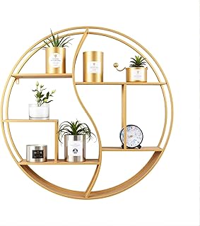 10 Circle Wall Shelf Decor Ideas for Simple Decorative Function 4 Round Wall Shelf, 24 inch Metal & Wood Circular Floating Shelves for Wal...