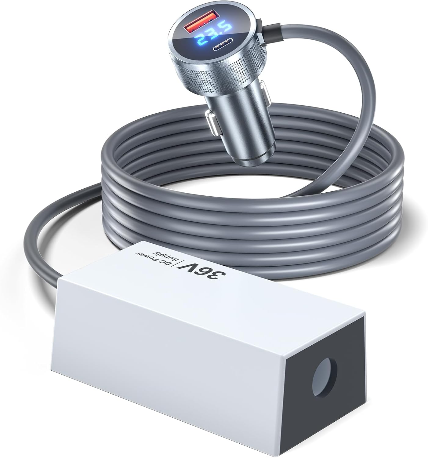 Starlink Mini Car Adapter, Car Charger 12V/24 to 36V Step Up Converter Starlink mini Accessories, 1M/3.2ft Mini Cigarette Lighter Adapter for RV Truck/RV/Car, USB-C 45W/USB-A 18W Dual Ports