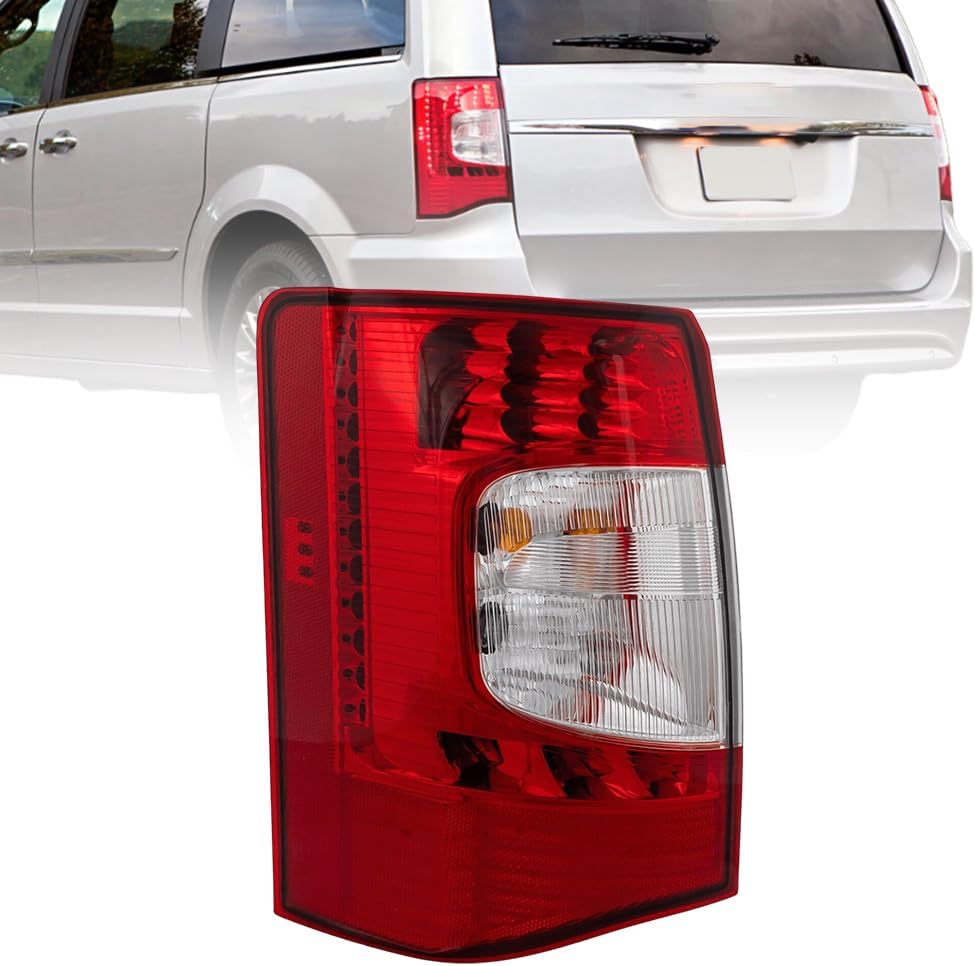Tail Light Assembly For 2011 2012 2013 2014 2015 2016 Chrysler Town & Country Limited - Fits Driver Side of Town & Country Tail Lights - Rear Taillight Brake Light Includes Bulb, Lens, Housing