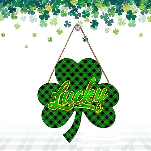 Miniatura 9 de Houseuse Letrero de bienvenida de trébol de la suerte para puerta delantera, decoración de San Patricio, trébol irlandés, decoración del día de San