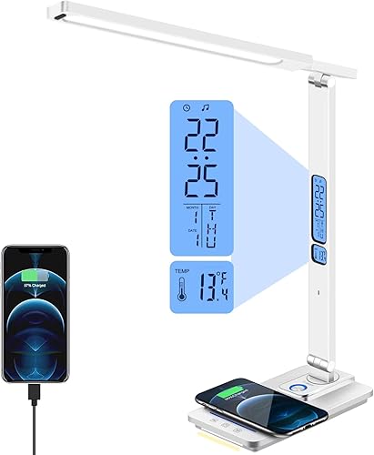 AFROG Lámpara de escritorio LED multifuncional de 4 generación con puerto de carga USB 1800 Lux súper brillante 5 modos de iluminación 7 brillo