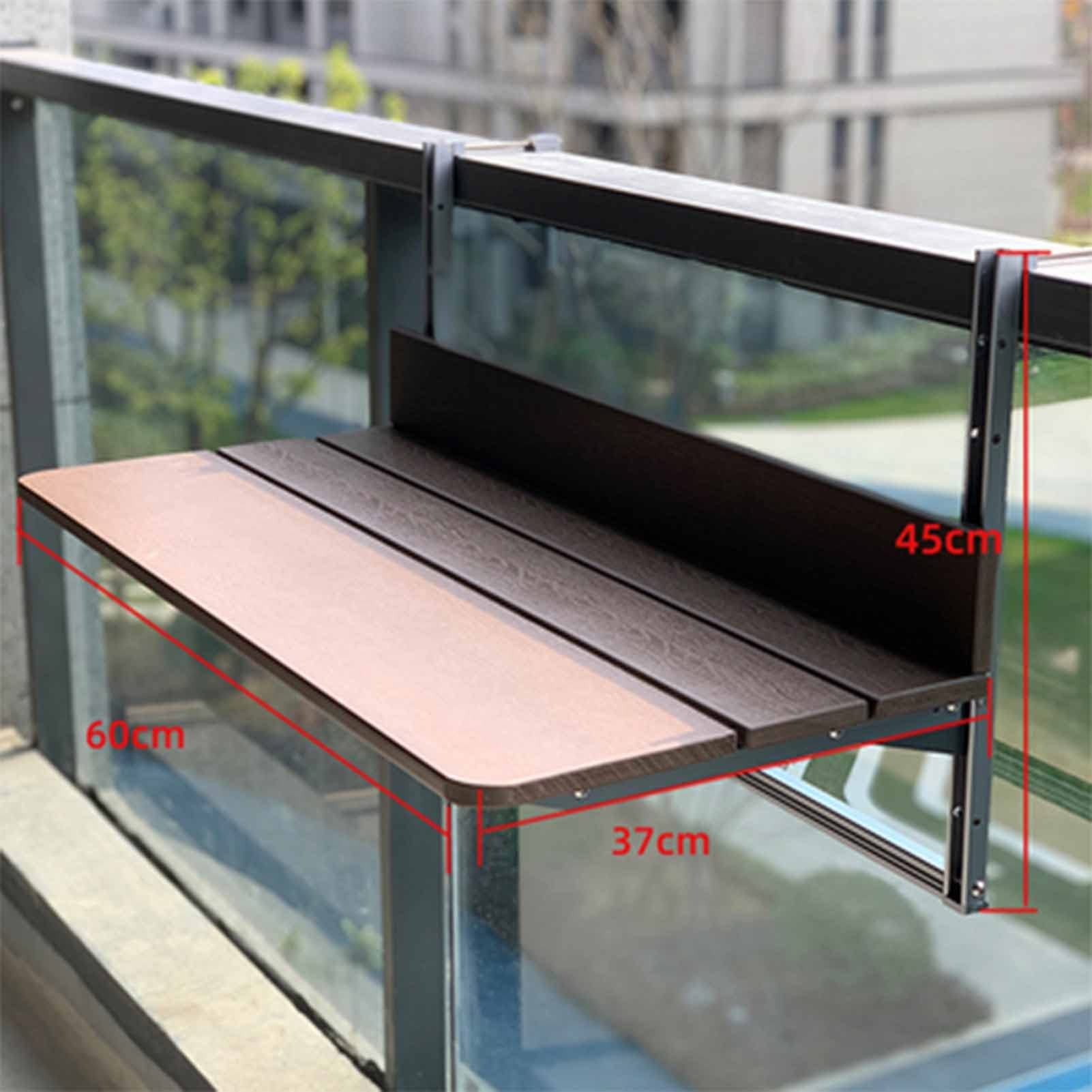 IBOWZ Balkonowy wiszący stół składany balkon stolik barowy na balustrady, składany stół tarasowy na zewnątrz, regulowany wiszący stół na patio, do ogrodu/stół De Loisirs / 60 x 37 cm