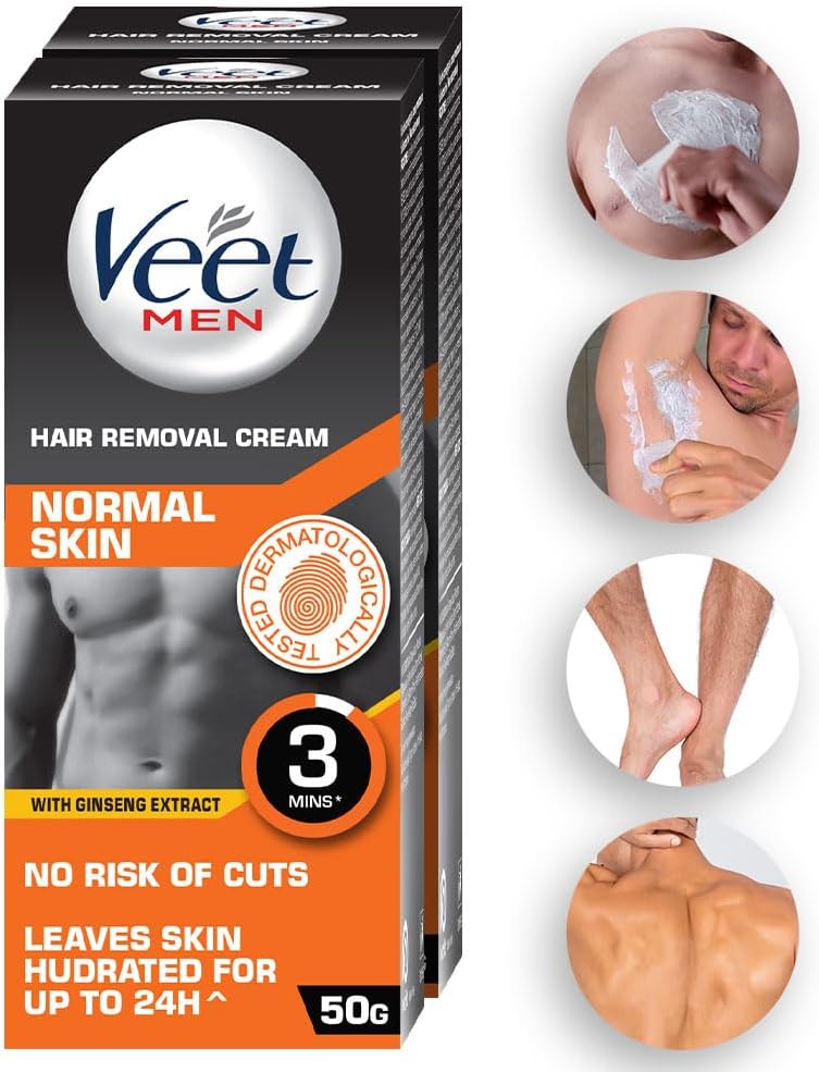 Hair Removal Cream for Men, Normal Skin, 50g Each (Pack of 2)