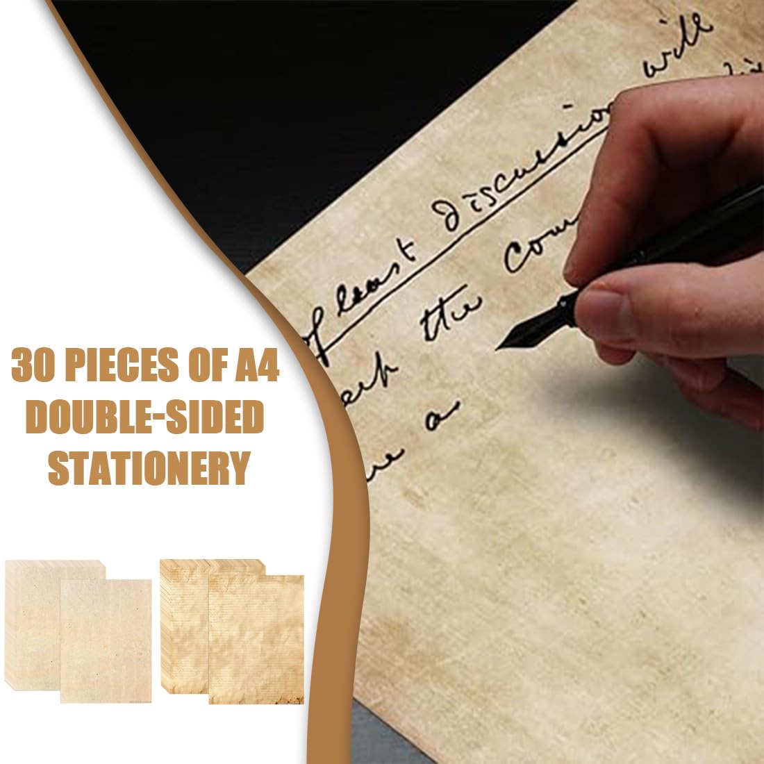 30 Fogli Carta Pergamena Carta Pergamena A4 per Stampanti Carta da Lettere Vintage su Entrambi I Lati Adatta per Stampanti Inkjet Laser Anche Scrivibile A Mano 210X285Mm 2 Stili