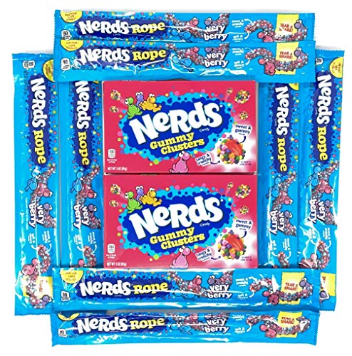 Nerds Gummy Clusters & Nerds Very Berry Rope Variety Pack (Variety Pack of 10)