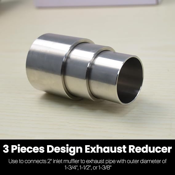 Slip-on Exhaust Adapter Coupler Connector Reducer 2''(ID) to 1-3/4'', 1-1/2, 1-3/8(OD)