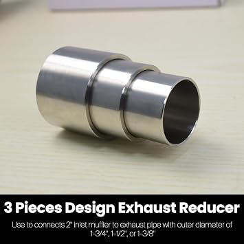 Slip-on Exhaust Adapter Coupler Connector Reducer 2''(ID) to 1-3/4'', 1-1/2, 1-3/8(OD)