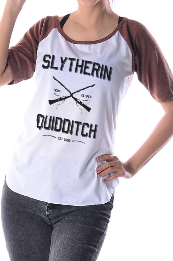 Harry Potter Women T-Shirt Slytherin Quidditch shirt Galaxyteehouse Short sleeve shirts Baseball Raglan Gift for Women Medium